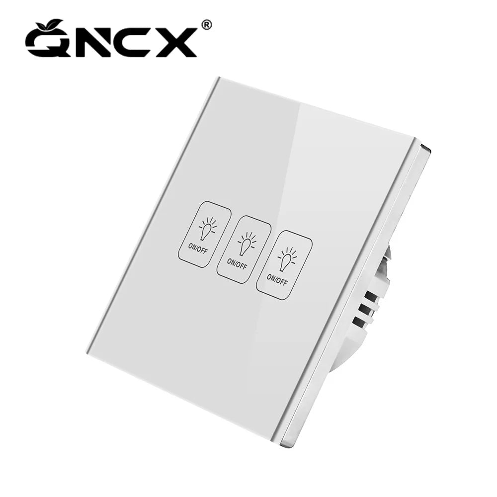 Wall Touch Switch AC100-240V EU Sensor Lamp Light Switches Tempered Crystal Glass Panel LED Power 1/2/3 Gang Interruttore