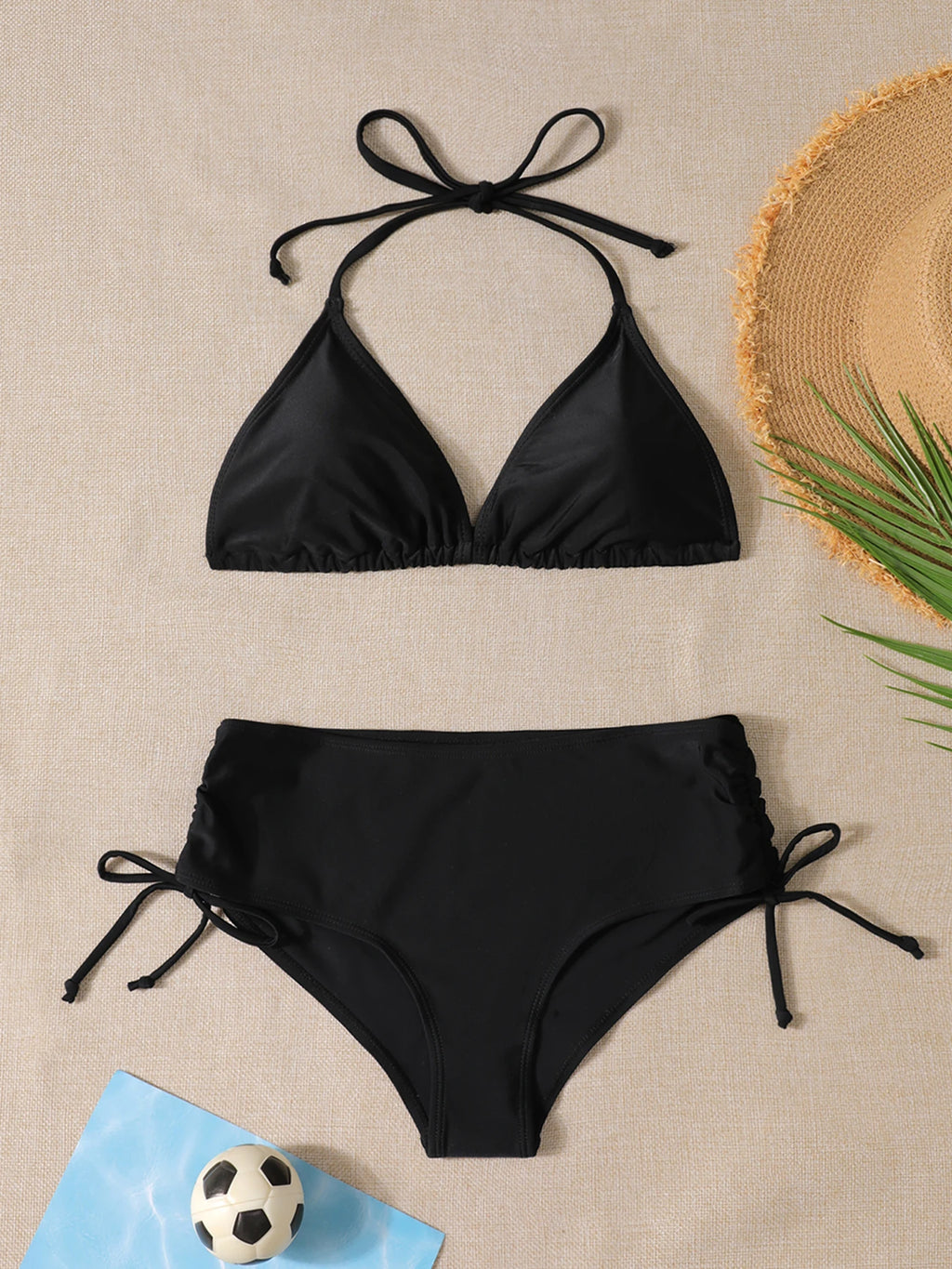 Summer Sexy Black Two-piece Triangle Bikini Swimsuit Women's Beachwear Fashion Summer Bikini