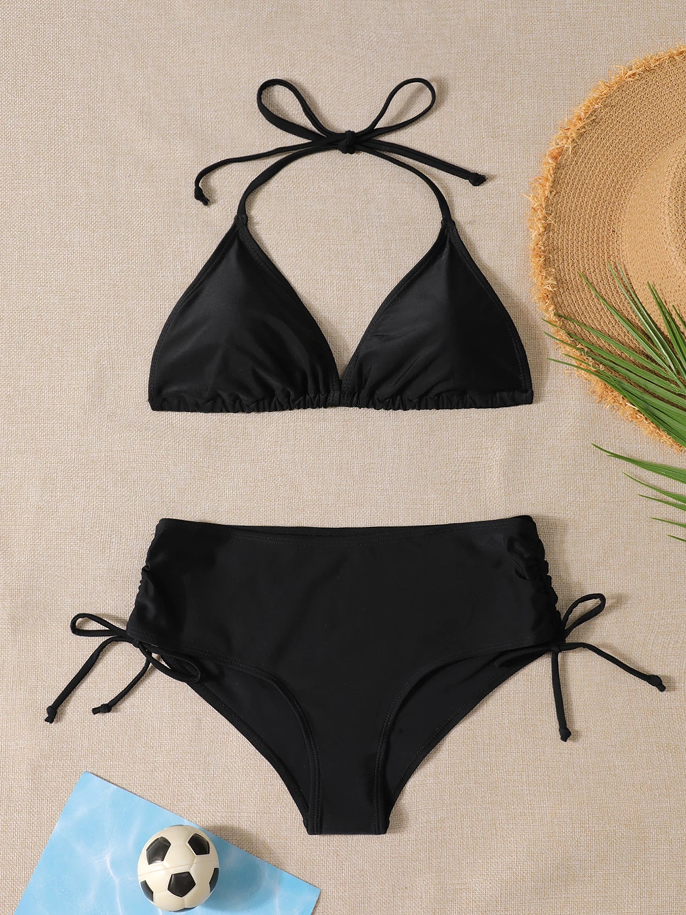 Summer Sexy Black Two-piece Triangle Bikini Swimsuit Women's Beachwear Fashion Summer Bikini