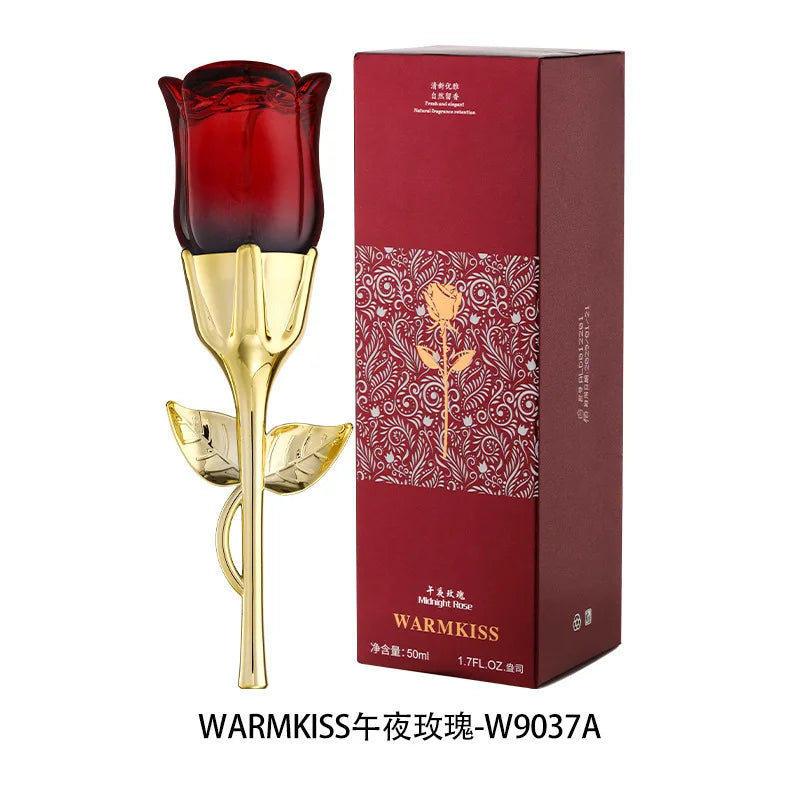 50ml Women EDP Perfume Midnight Rose Long Last Elegant Floral Fragrance Creative Red Rose Shaped Bottle Lady Romantic Gift