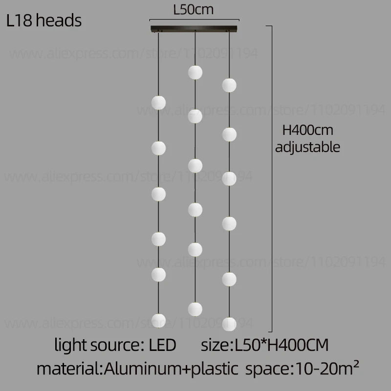 Stairs Modern Chandelier Loft Duplex Living Room Hotel Lobby Long Pendant Nordic Home Decorative Lighting Ball Long Line Pendant