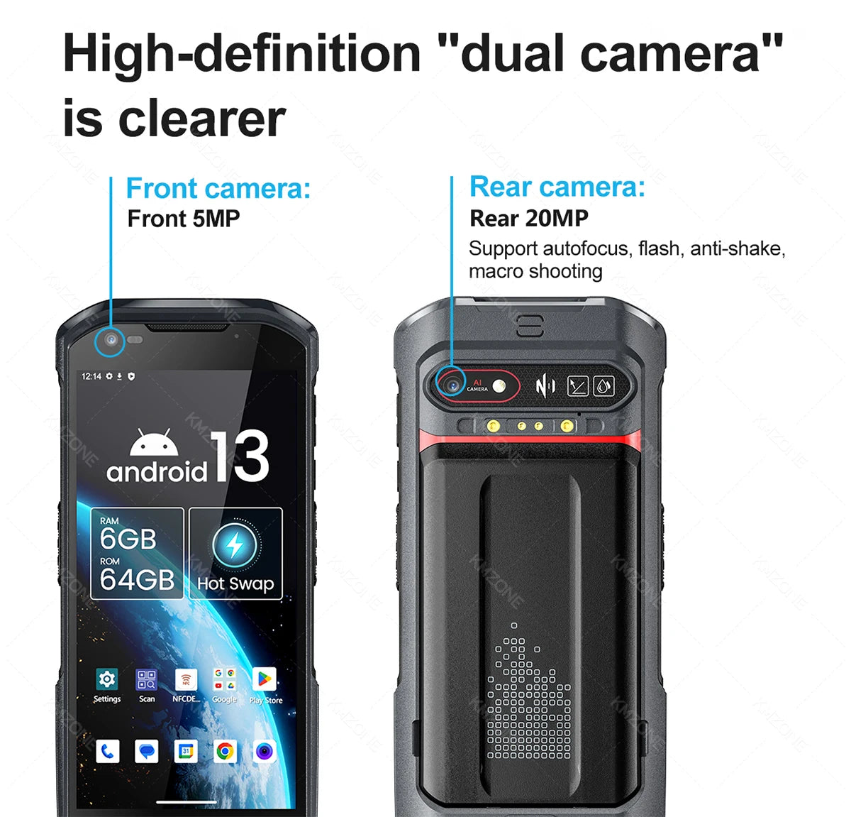 Android 13 Handheld PDA 1D 2D QR Portable Barcode Scanner Reader 6GB+64GB POS Terminal Data Collector with Hot-swap/Cradle