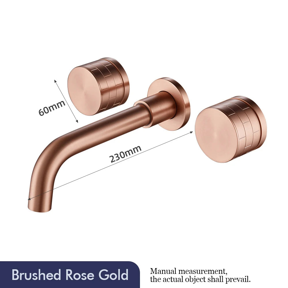 Basin Faucet Concealed Box Double Handle Sink Tap 2 Scarves Pattern Knob Bathroom Mixer Wall Mounted Brass Crane