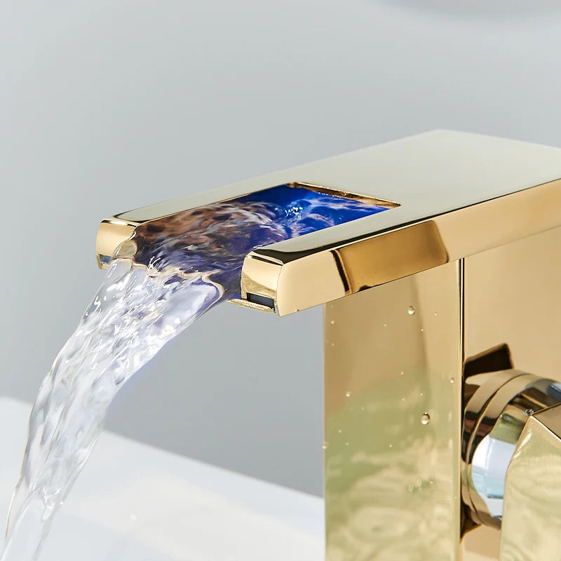 LED Black Basin Faucet Tall And Short Tap Bathroom Single Handle Cold and Hot Water Flow Produces Electricity