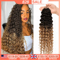 Ombre Brown #1B/30 Deep Wave Crochet Human Hair Extensions Crochet Hair Extensions Pre-Separated Full Ends Hair Extensions