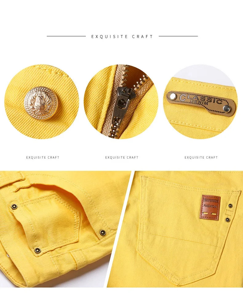 Men's Classic Denim Pants 2022 New Fashion Casual Straight Stretch Slim Fit Jeans High Quality Cotton Colorful Brand Pants