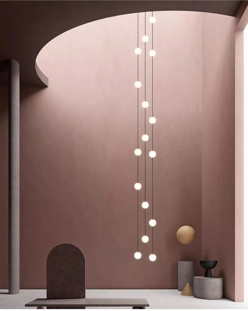 Stairs Modern Chandelier Loft Duplex Living Room Hotel Lobby Long Pendant Nordic Home Decorative Lighting Ball Long Line Pendant