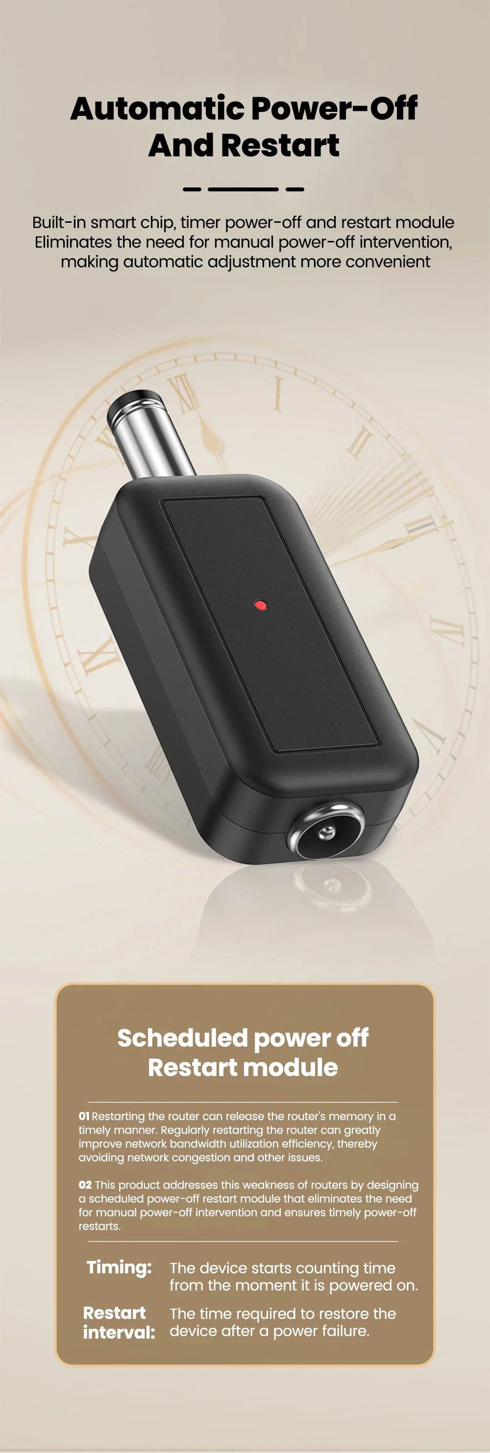 DC WiFi Auto Reboot Router Router 24H Automatic Power Off Reset Tool 5.5x2.1mm Restart Control Line 5V-24V