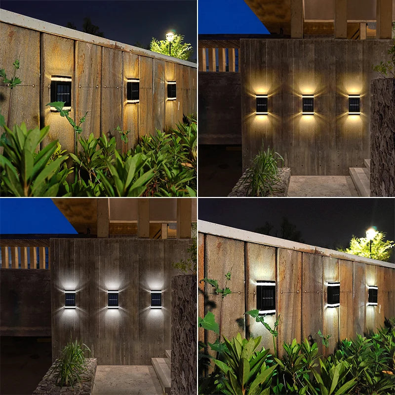 6LED Outdoor Solar Wall Lamp, Waterproof Wall Washing Lights, Up And Down Lighting, For Terrace, Garden, Fence, Villa Exterior W