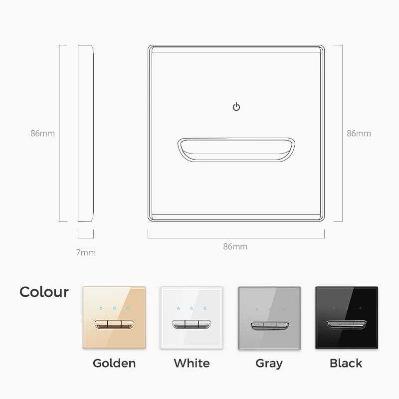 YINKA Crystal Tempered Glass Switch Panel LED Indicator 1 2 3 4 Gang/1 2 Way Self-reset Switch Button Light Switch Wall Switch