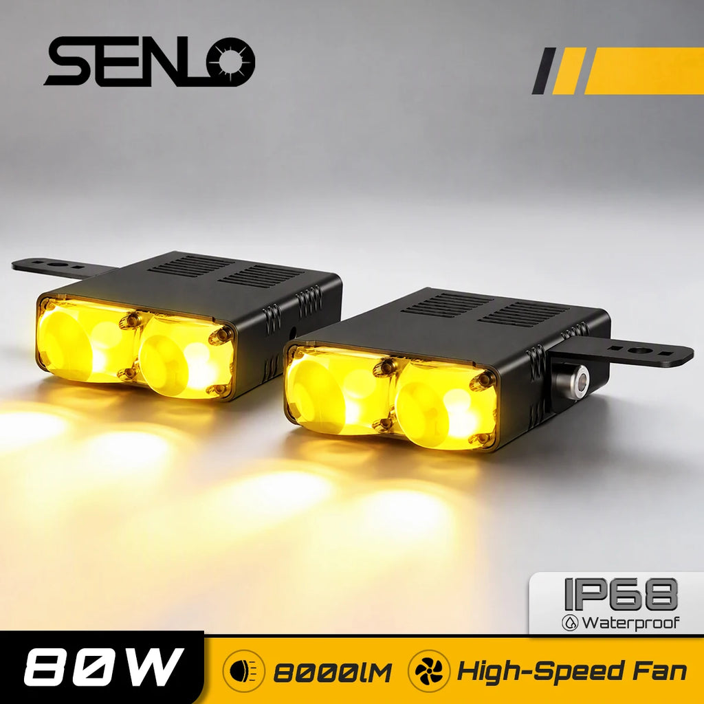 Senlo Universal Car LED Fog Light Kit 80W Super Bright Headlight Waterproof Auxiliary Lights Easy Install for SUV Pickup Truck