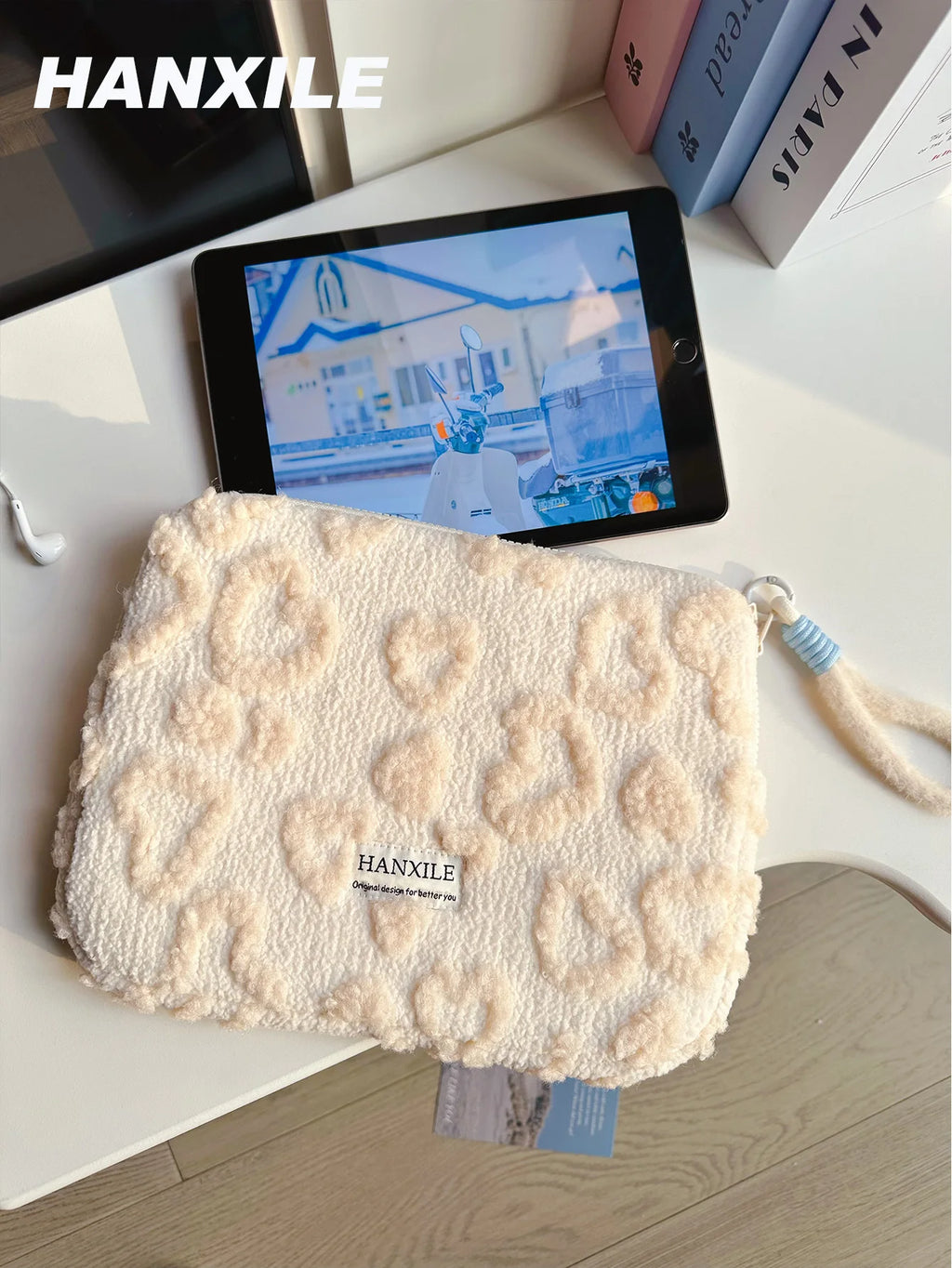 Plush Love Heart Laptop Bag iPad Tablet Bag 11/13/ 15inch Laptop Storage Bag