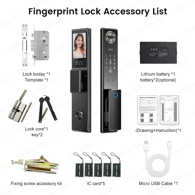 Wifi Tuya APP 3D Face Recognition Smart Door Lock With Camera Video Call Voice Intercom Digital Door Lock Automatic Door Lock