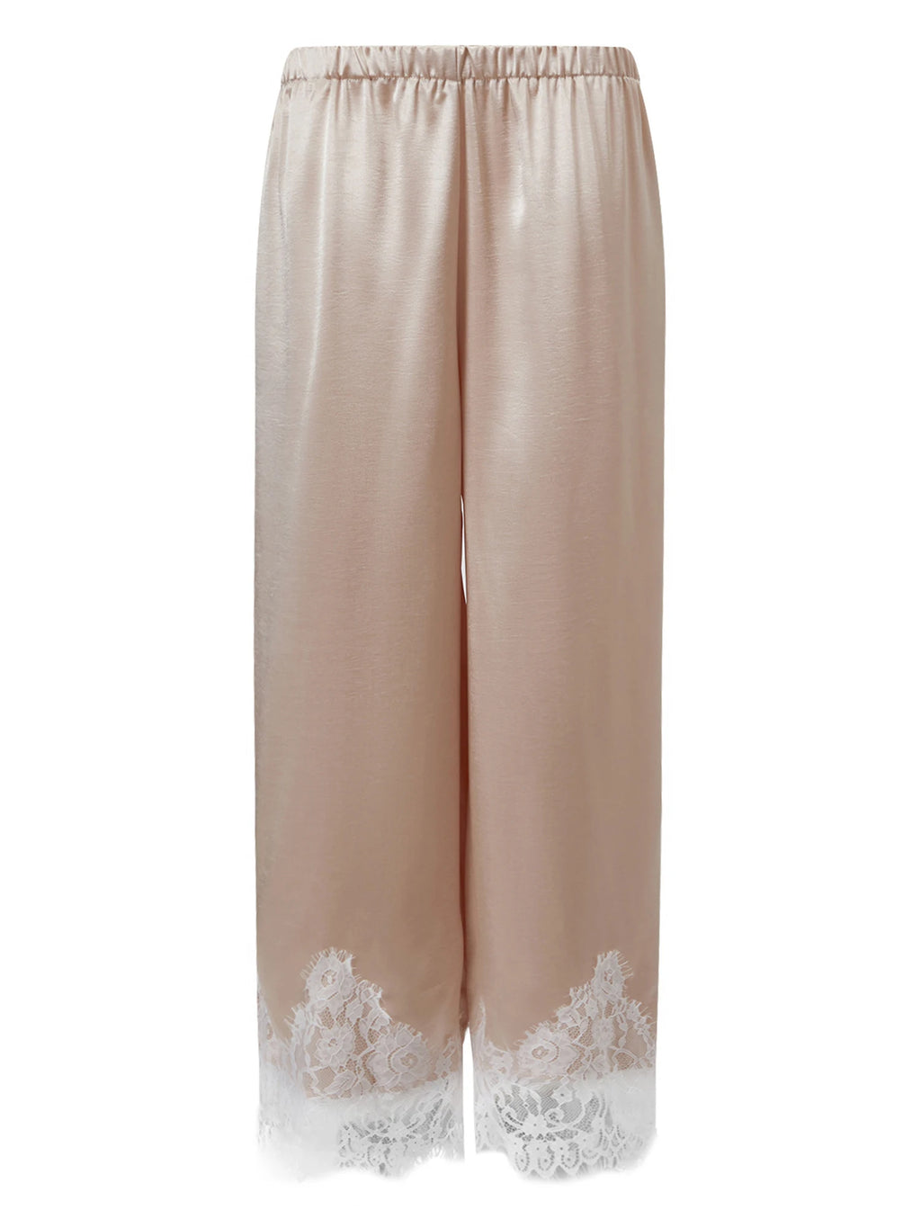 Lace Trim Wide Leg Pants for Women Casual Loose Stain Elastic Waist Trousers 90s Streetwear Y2K Coquette Bottoms