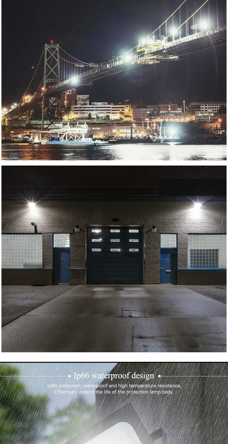 LED Flood Light Spotlight 100W 150W 200W Outdoor Lighting 6500K Waterproof Garage Gym Street Gate Wall Lamps Floodlights AC220V