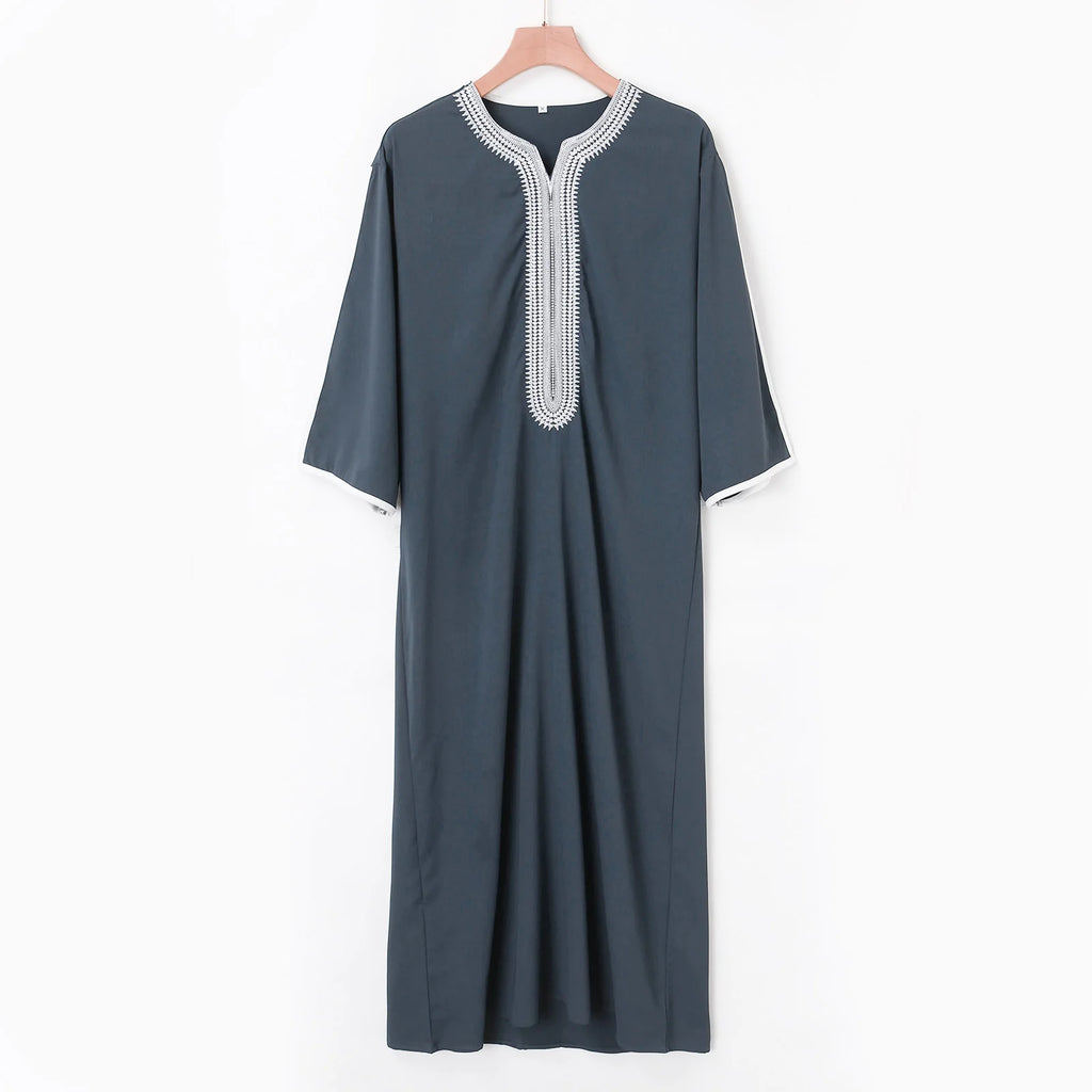Islam Kaftan Muslim Men Clothing Moroccan Caftan Hand Embroidered Loose and Breathable Djellaba Abaya Thobe for Men Summer 2024