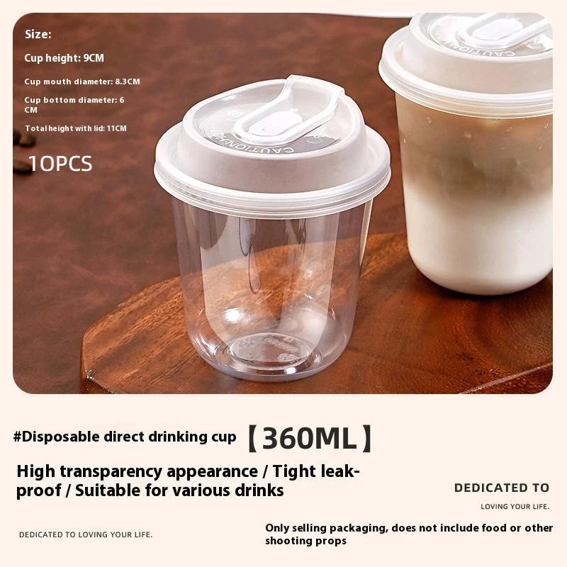 10pcs Transparent Coffee Cups With Lids U-shaped Disposable Cups For Hot Drink Milk Tea Takeaway Beverage Cups B.H