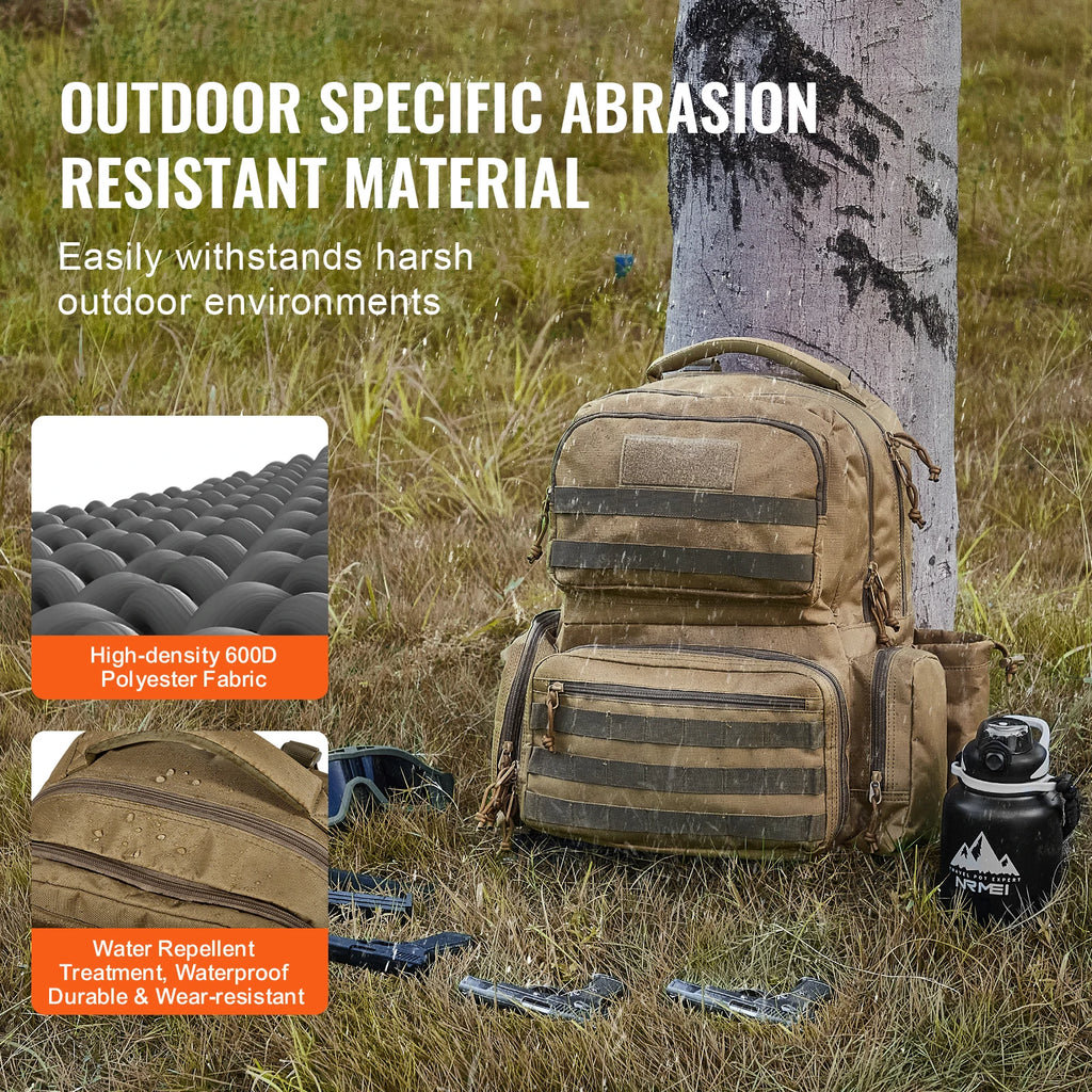SucceBuy Tactical Range Backpack 2/6 Pistols Gun Backpack with Independent Pistol Bags and Magazines Pistol Backpack for Outdoor
