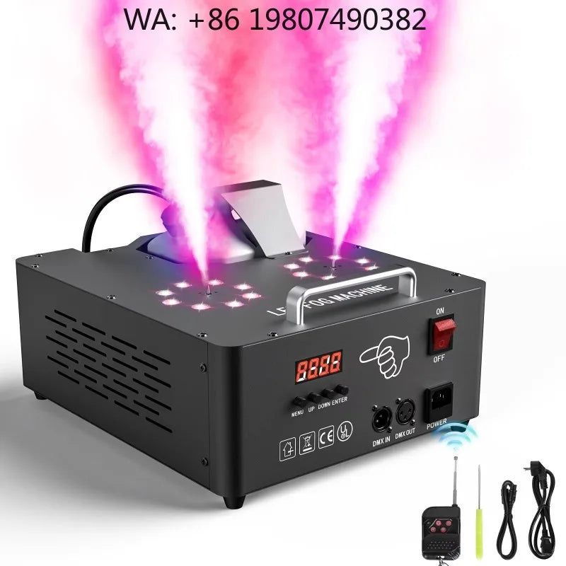 2000W Dual Tube RGB LED Smoke  Adjustable Output Remote Fog Generator for Wedding Party Live Stage Events FX
