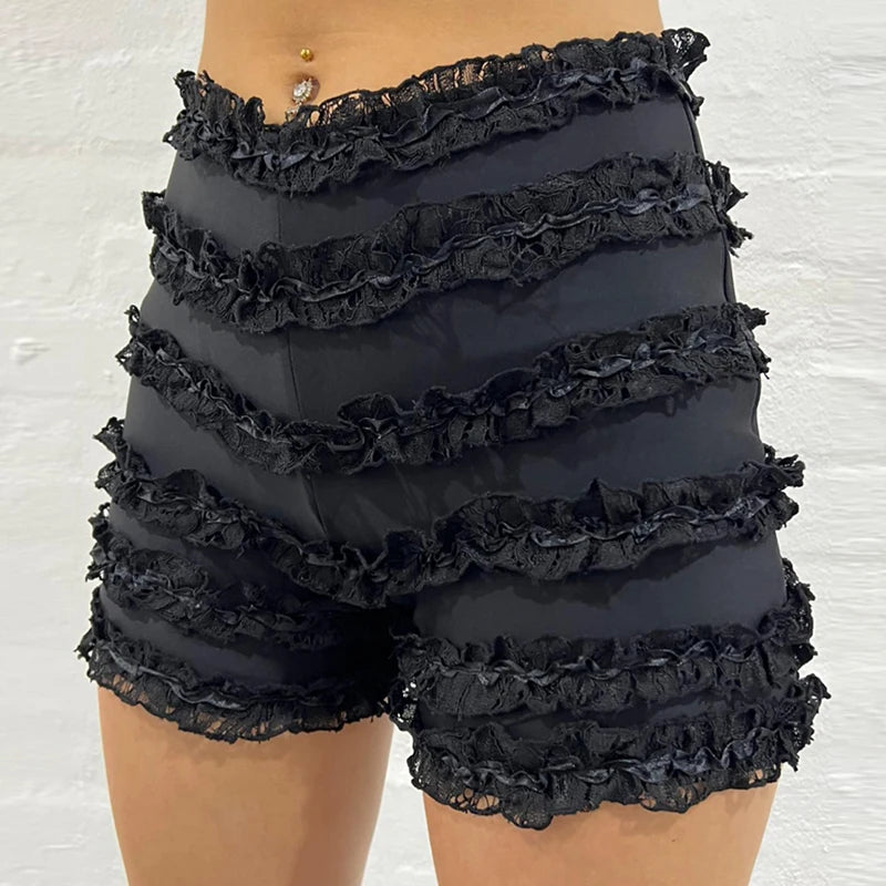 Coquette Y2K Fairy 00s Retro Kawaii Multi-layers Ruffles Bloomers Cutest Vintage Japanese Style Frill Lace Shorts Women Costume