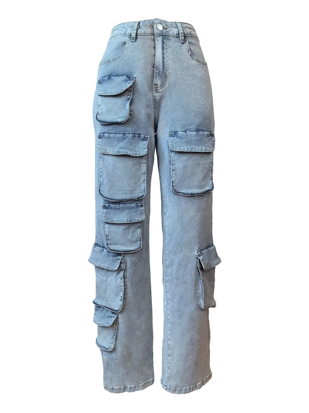 2024 Women's Fashion Streetwear Denim Cargo Pant Fall Y2K Casual Multi-Pocket Loose Straight  Jeans For Women