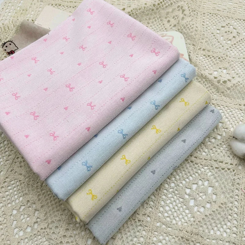 Cute Exquisite Bow Denim Fabric Premium Quality Clothing Dress Curtains DIY Home Decoration Craft Sewing Bag Making Material