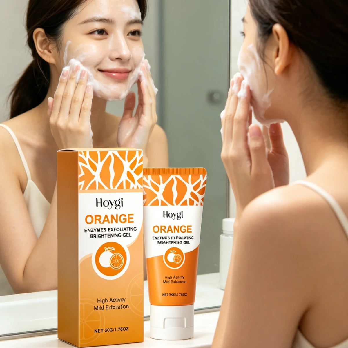 Hoygi Enzymes Exfoliating Brightening Gel Orange Oil Control Dead Skin Remove Unclog Pores Gentle Formula Facial Cleansing Gel