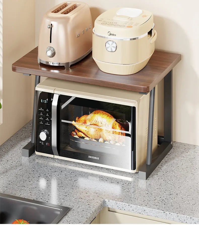 Microwave Oven Rack Kitchen Countertop Storage Shelf Wood Metal Stand for Microwave Toaster Pot Organizer Kitchen Organizer