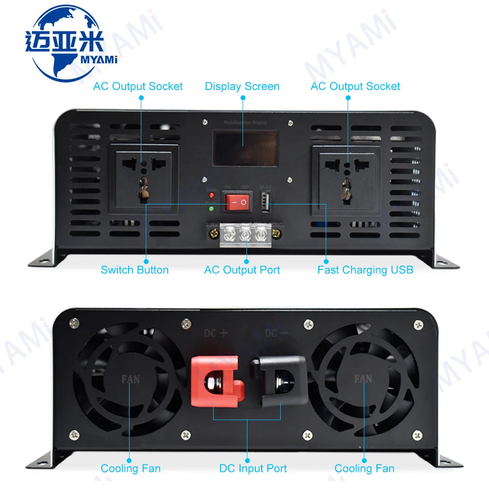 Myami 8000w Peak Solar Power Inverter 16000w Dc 24v 48v Ac 110v 220v Off-grid Pure Sine Wave Air Conditioner Motor Industrial