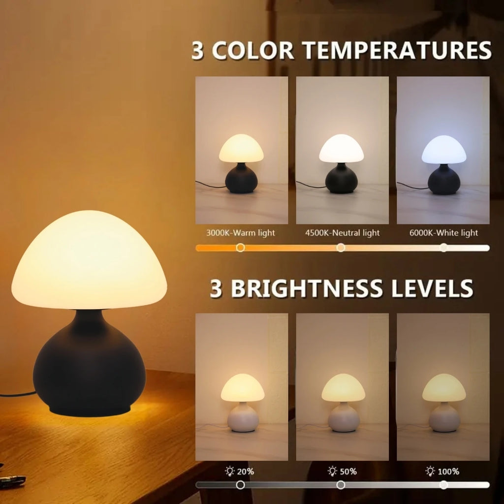 USB Powered Mushroom Table Lamp, Ambient Light, Bedroom Modern Simple and Atmospheric Table Lamp, Small Night Light, Decorative