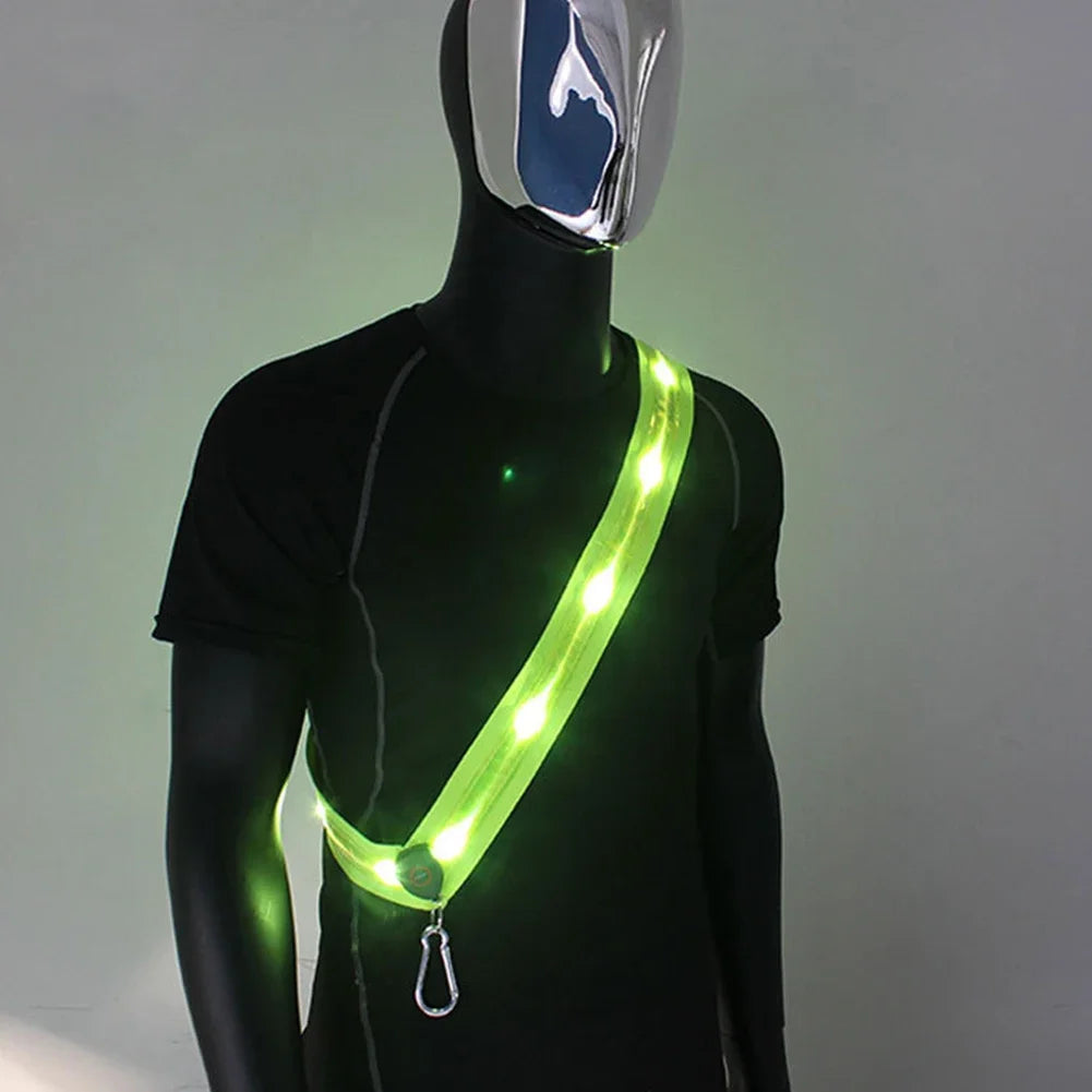 Reflective Straps Rechargeable LED Reflective Running Belt for Men Women Night Safety Outdoor Hiking Jogging Walking Light Gear