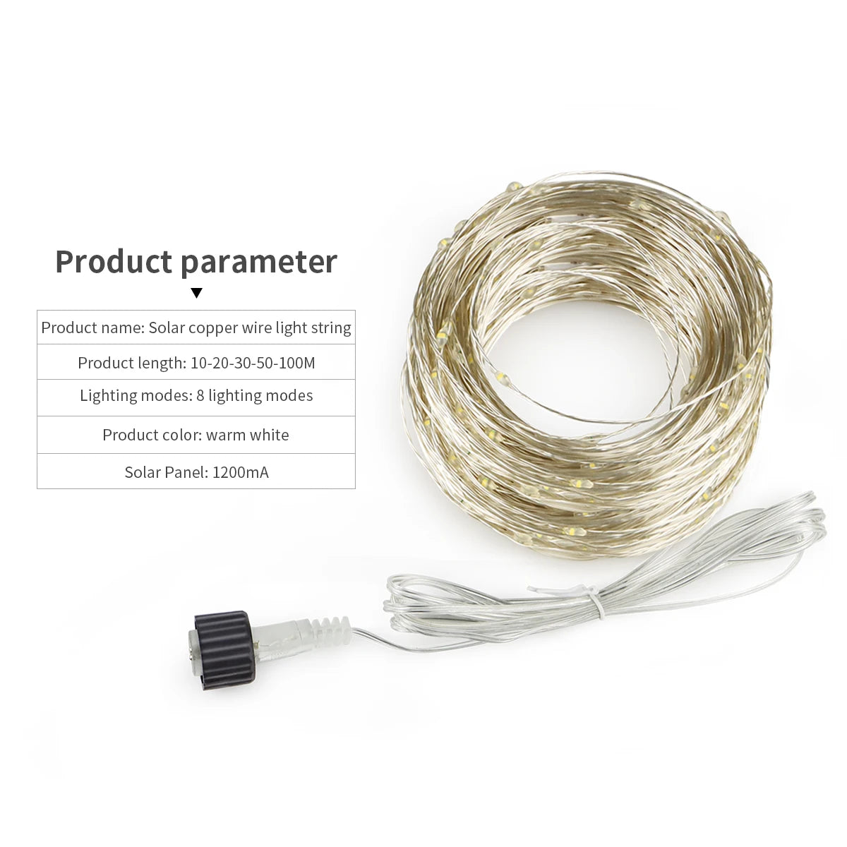 Built-in Large Capacity Battery Solar Outdoor Led String Lights Waterproof Durable Garden Lamp for Camping Wedding Birthday Part