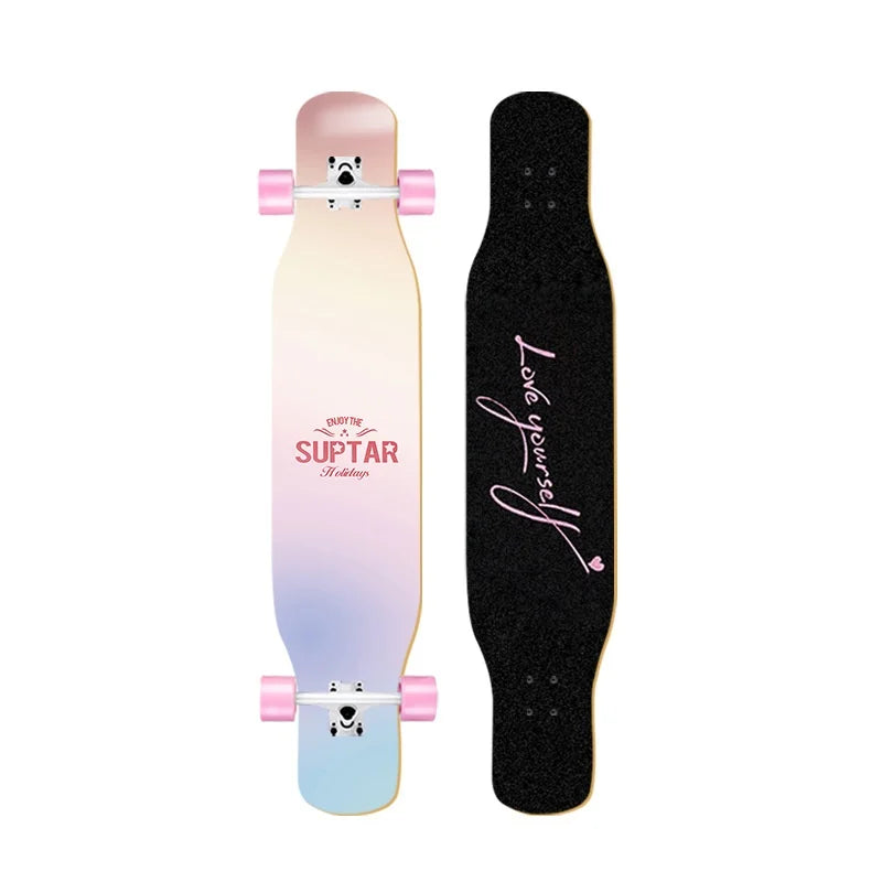 44-inch longboard skateboard for beginners, men, women, adults, professional double-kick dance board, youth maple wood four-whee