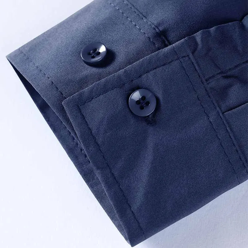 Men's Business Casual Long Sleeve Shirt Solid Color Wrinkle Resistant Comfortable All-Season Versatile Solid Color Top