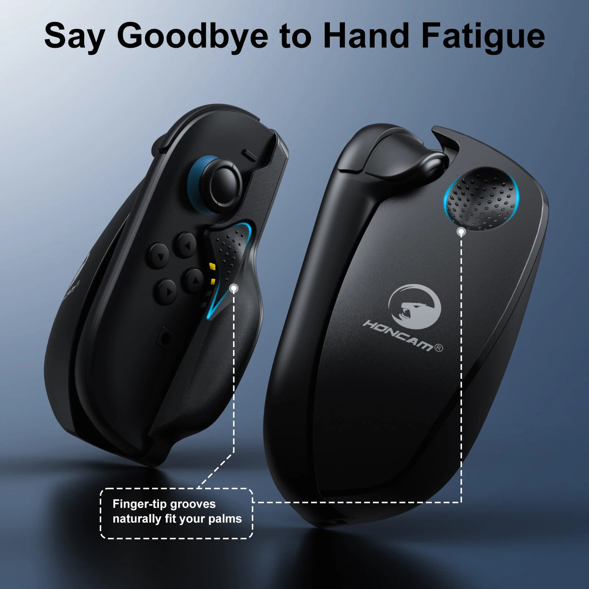 Honcam Ergonomic Mouse Grip for Switch 2 JonCons 2-Pack with Super Smooth PTFE Glide Pads Portable Gaming Controller Stand Black