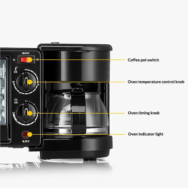 CANDIMILL Direct Factory Sale Multi-purpose Household 3 In 1 Breakfast Maker Electric Roaster Egg Tart Machine