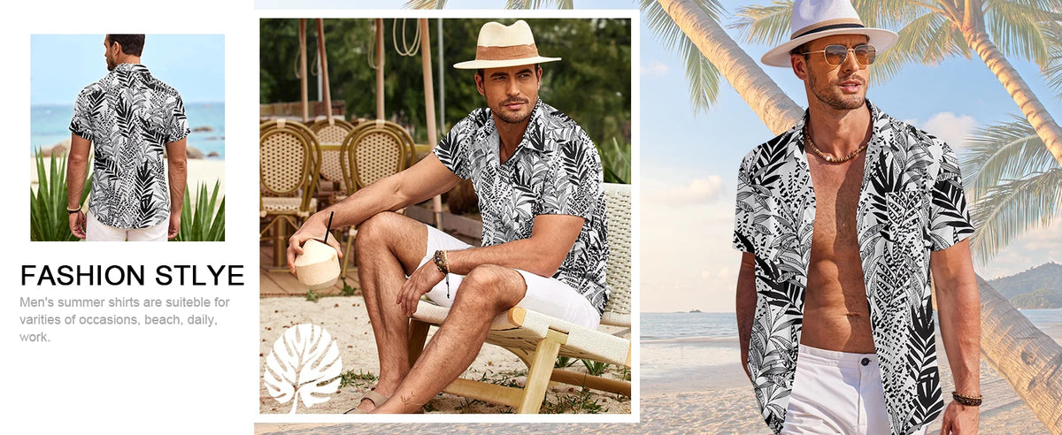 Hawaii Fashion Black And White Plaid Shirt Summer Simple Daily Men's And Women's Lapel Button Down Tops Oversized Cool Casual