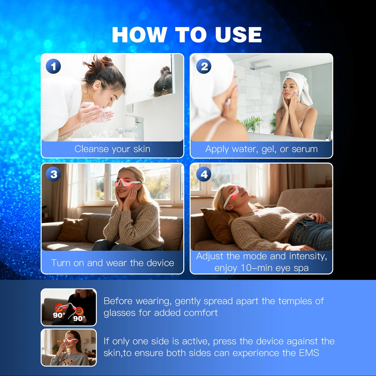New Eye Massager 3D Eyes Care Beauty Device Red Light 4 Modes 3 Levels Massager Glasses Eye Fatigue Relief Lighten Dark Circles