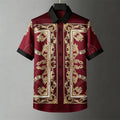 Fashion Men's Retro Soft Short Sleeve Shirt Gold Pattern Natural 3D Printed Shirt Men's Clothing Casual Party Tops