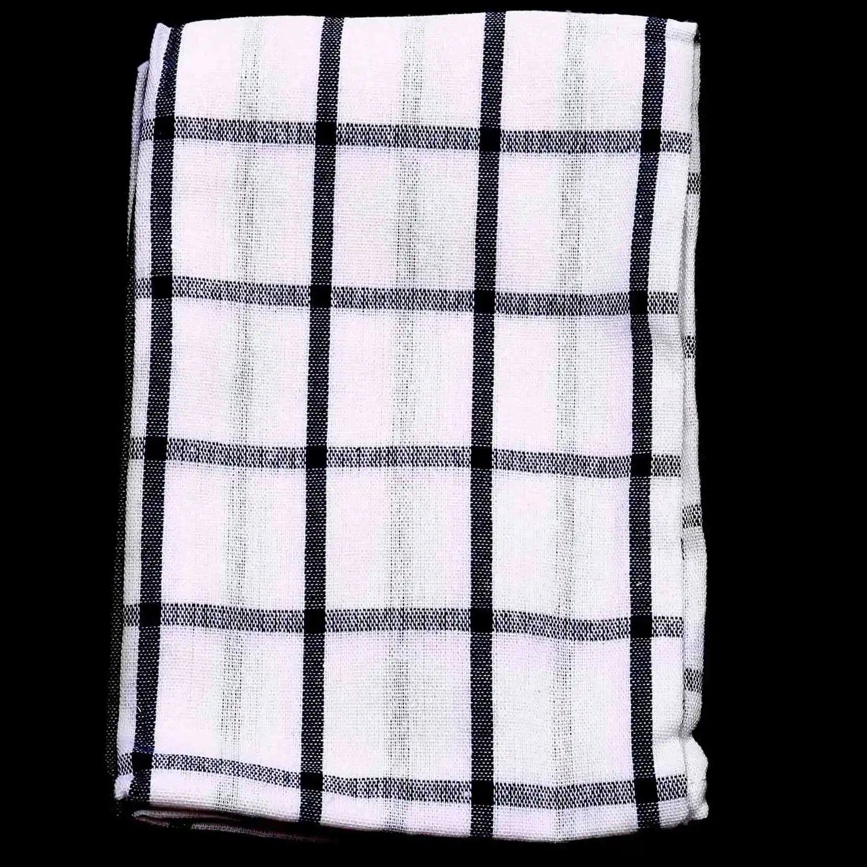 M12K-6Piece High Quality Blue White Plaid Striped Tea Towel Kitchen Towel Napkin Table Cloth 100% Cotton Woven Fabric