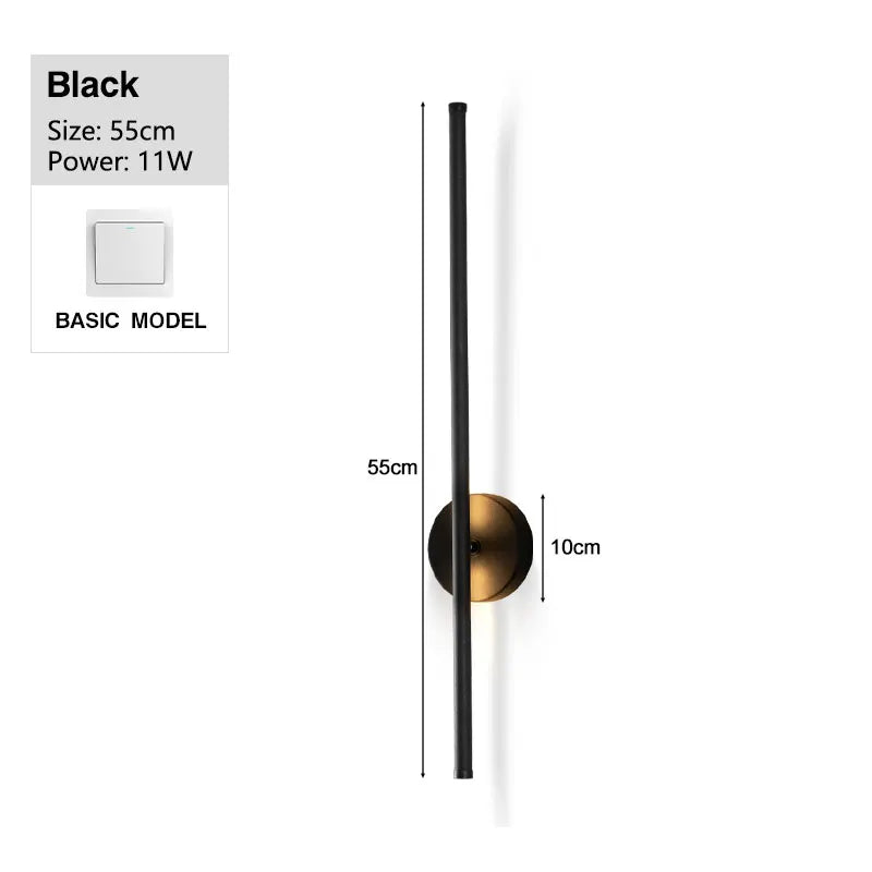Nordic LED Wall Lights with Touch Dimmable Switch Black 40/55/60/80/100cm Interior LED Wall Lamps Wall Sconce Lighting Fixtures