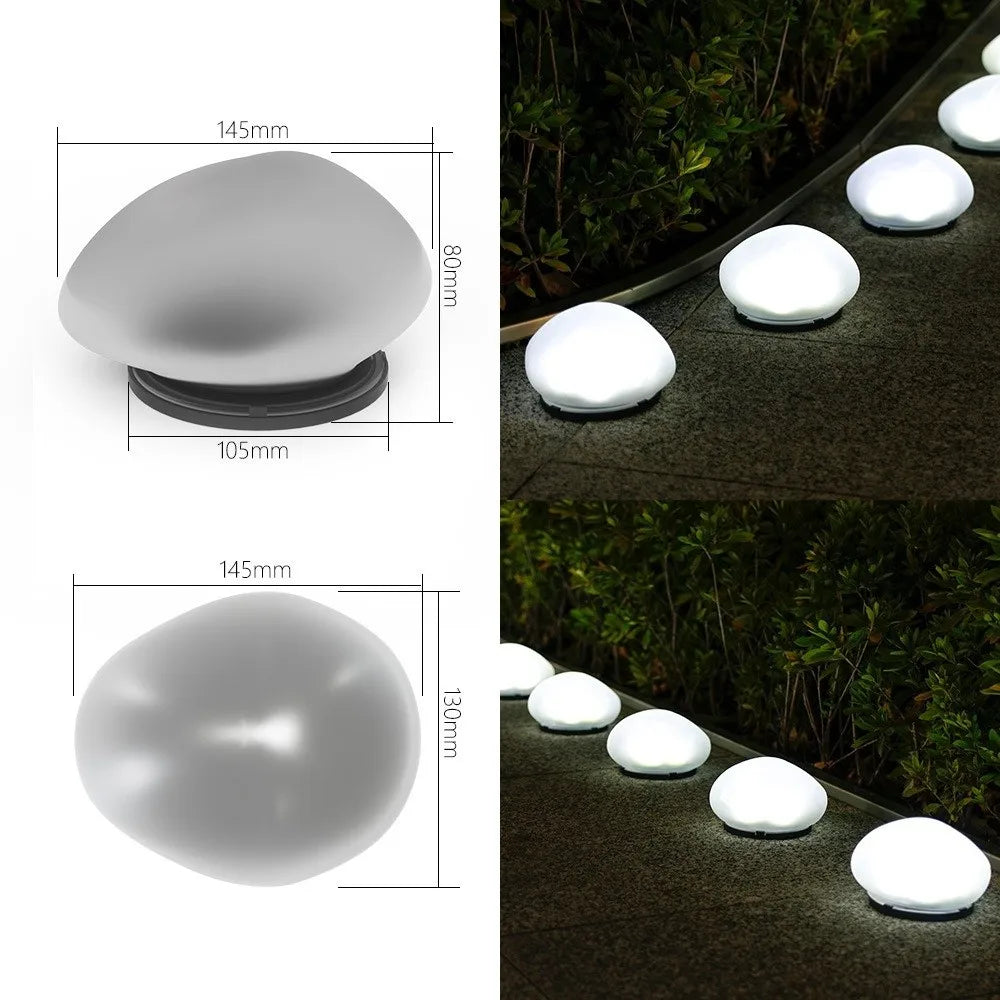 LED Solar Stone Light Solar Powered Decorative Frosted Glass Ground Lamp Waterproof Outdoor Waterproof Lantern Garden