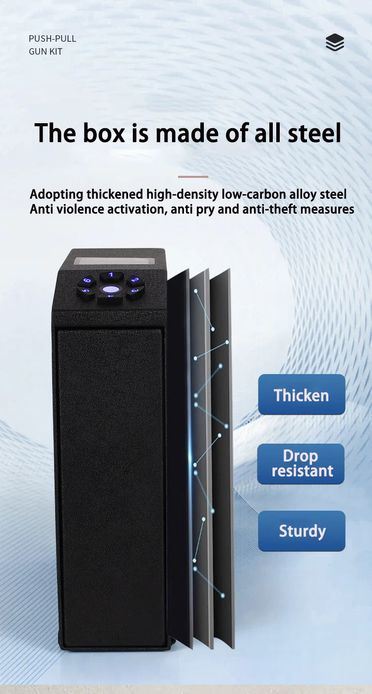 Tuya BLE Gun Safe Box Biometric Fingerprint Key Code 3-in-1 Wall Mounted Pistol Safes Box Anti theft Certified Handgun Safe