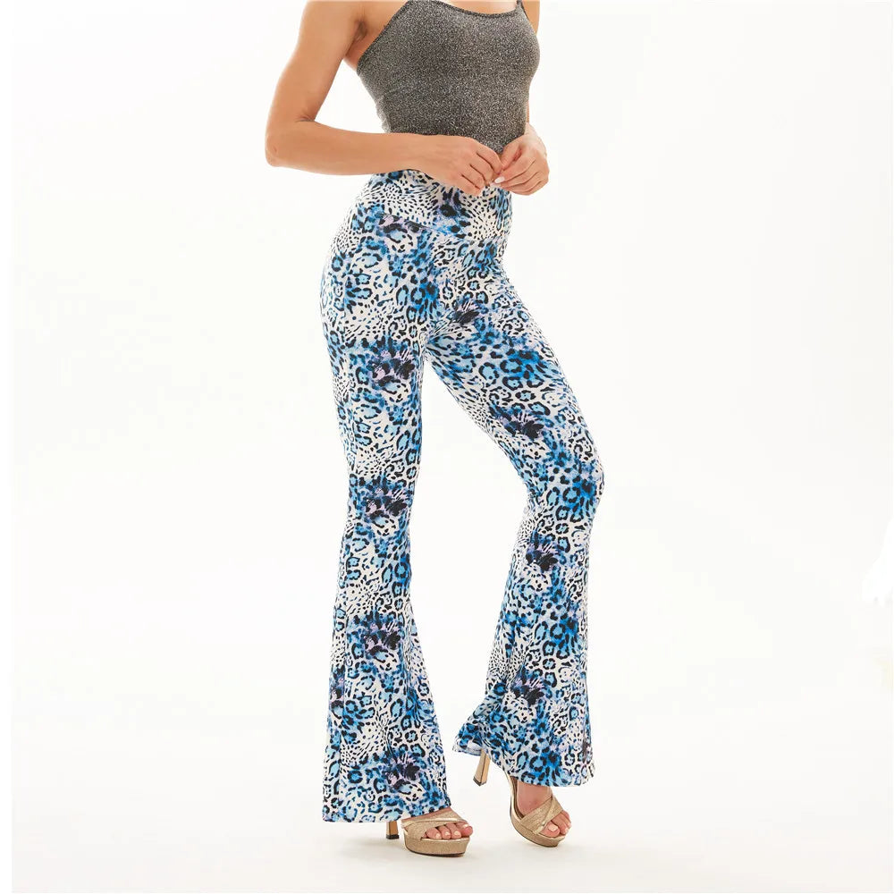 Flare Print Leggings Bell Bottom Palazzo Pants for Women Buttery Soft High Waisted High Waist Ethnic Paisley Bootcut Tall Long