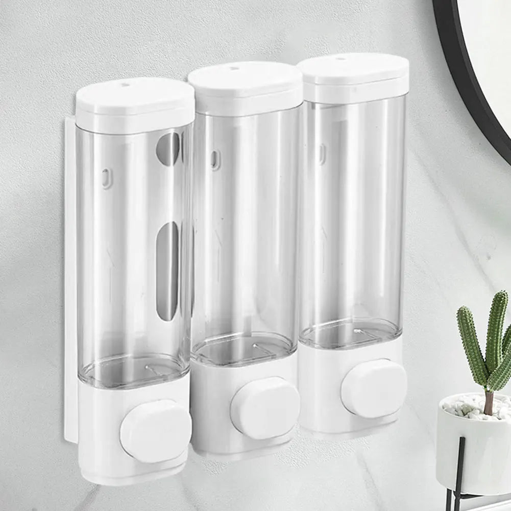 Wall Mounted Bathroom Liquid Soap Dispenser Three Head Hand Sanitizer Holder Wall Mount Soap Shampoo Gel Shower Liquid Container
