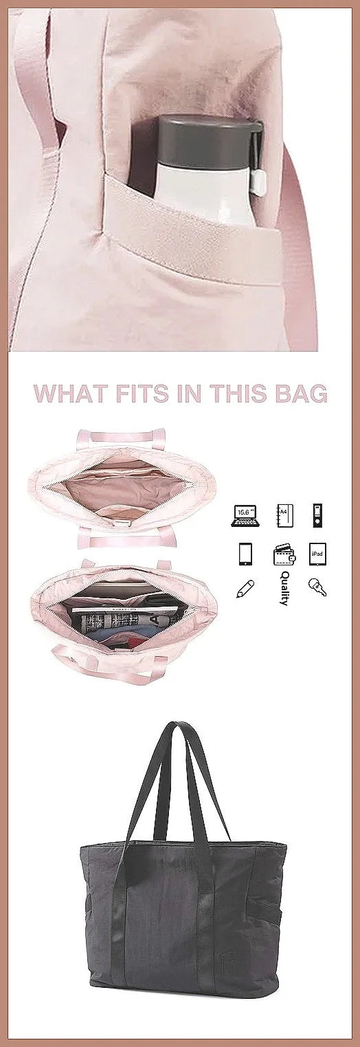 Large Capacity Tote Bag Multipurpose Work Laptop Organizer Gym Yoga Travel Shoulder Bag Waterproof Nylon Business