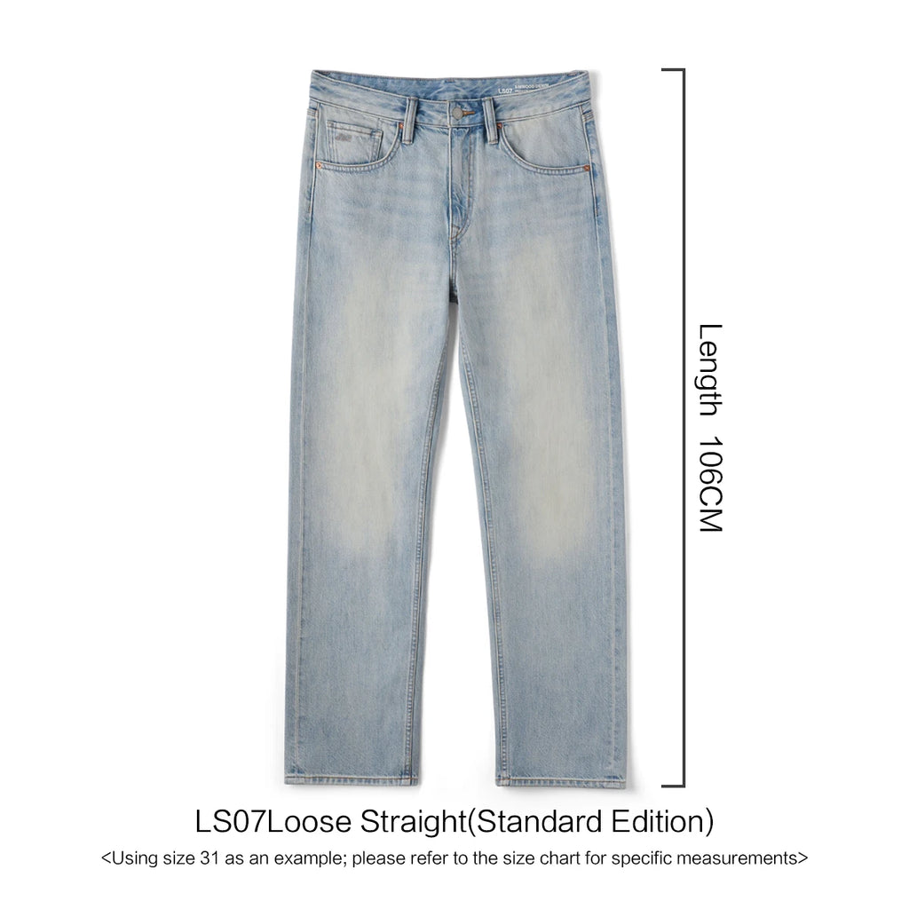 SIMWOOD 2026 Autumn Winter New Loose Straight 13oz 100% Cotton Fabric Jeans Men Washed Vintage Classical Denim Trousers