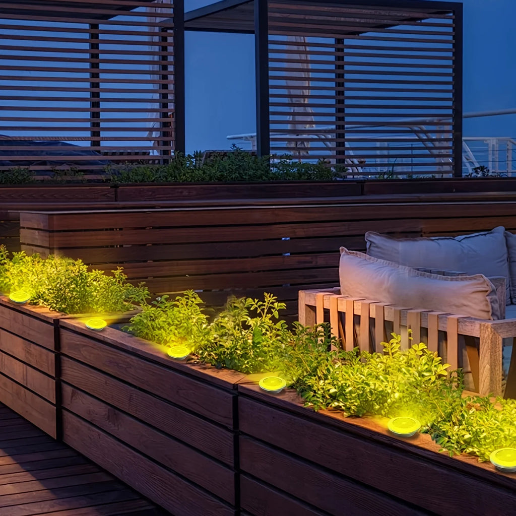 4 Mini Solar Led Ground Lights, Outdoor Stainless Steel Rotating Solar Path Lights, Solar Ground Landscape Lighting