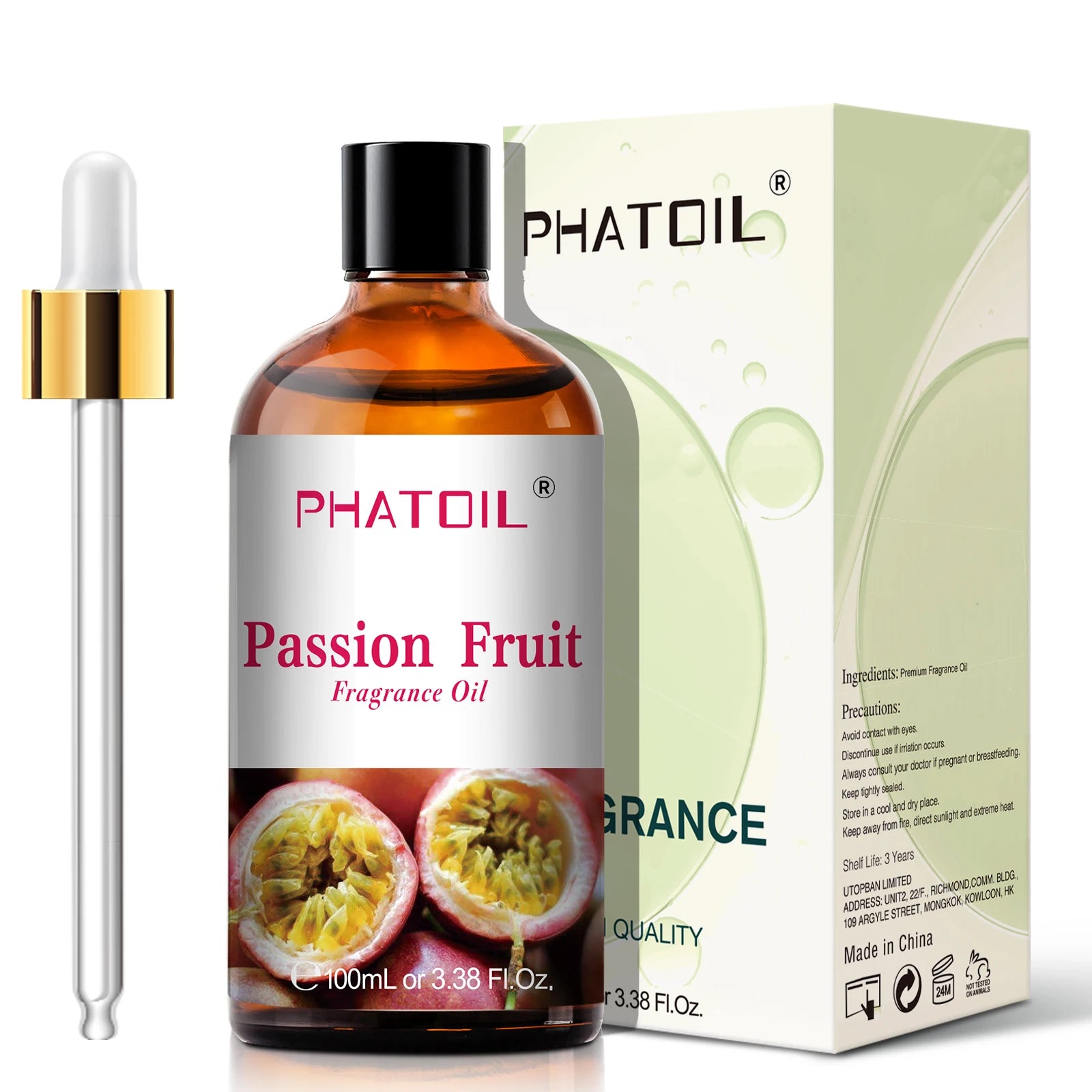 PHATOIL 100ml Fruit Series Fragrance Oils with Glass Dropper Coconut & Vanilla Strawberry Mango Cherry Aroma Oil For Diffuser