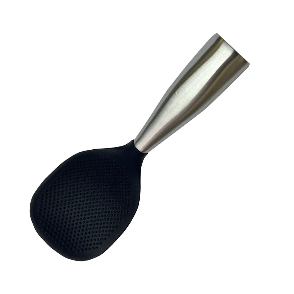Stainless Steel Handle Silicone Spoon Food Grade Non Stick Non Slip Rice Spoon High Temperature Resistant Kitchen Utensil